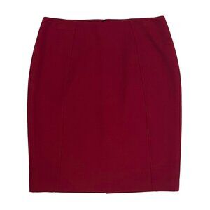 Rich Ruby Red Pencil Skirt — Lined Winter Workwear Essential, Size 10